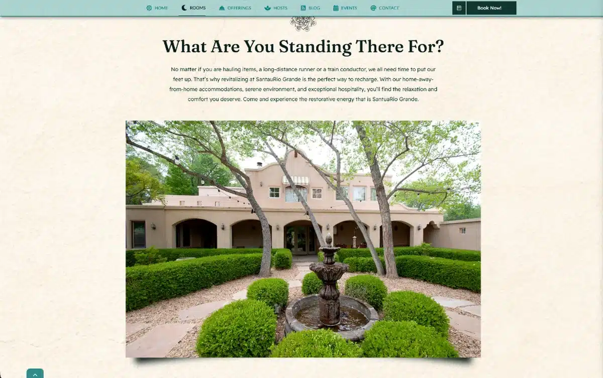 Santuario Grande courtyard garden and fountain, Los Ranchos de Albuquerque NM